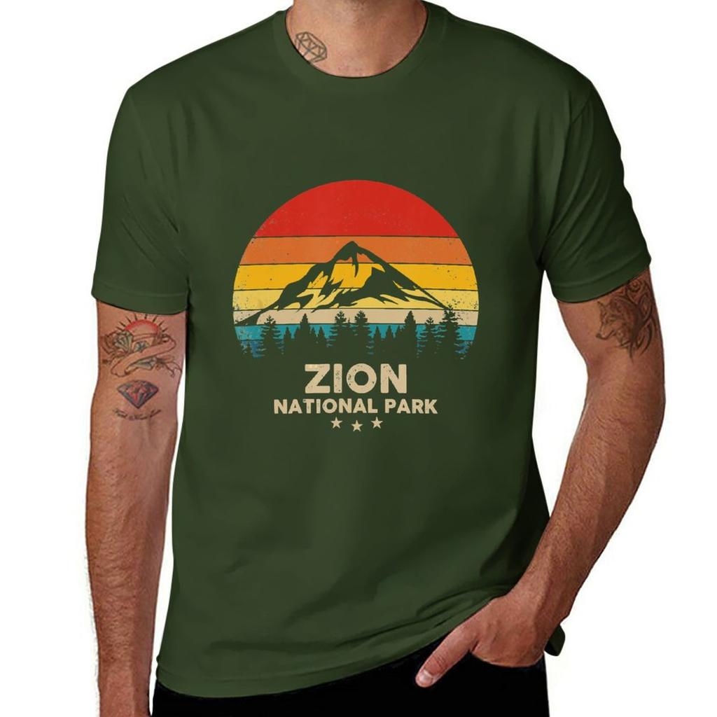 Vintage Zion  National Park Retro Souvenir TShirt Cute Tops Hippie Clothes Mens Clothing