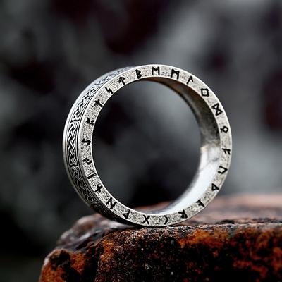 Simple Vintage Stainless Steel Vikings Rune Rings for Men Women Nordic Viking Odin Letter Ring Amulet Jewelry Gifts Dropshipping