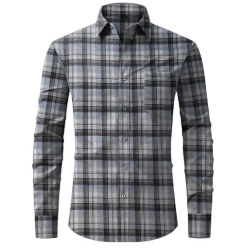 Plaid Men's Shirt Long Sleeve Cardigan