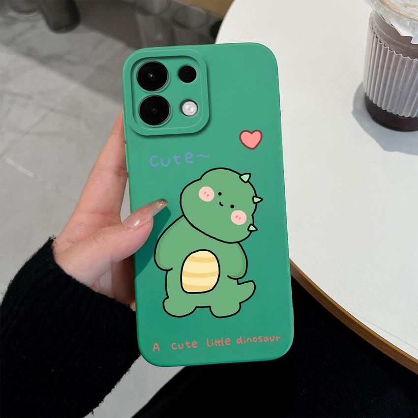 For Oppo Realme 7 10 8 9 5 6 Pro Plus K13 A5 A5X Phone Covers Cute Dinosaur Patterns Liquid Silicone Anti Drop Premium Protection Cases For Oppo Shell