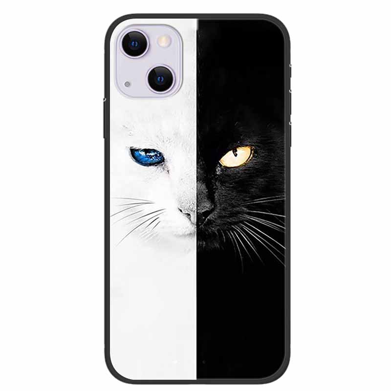 For iPhone 14/14 Plus Case Black Silicone Soft TPU Luxury Flower Animal Back Cover For iPhone 14/14 Plus New Shells for iPhone14