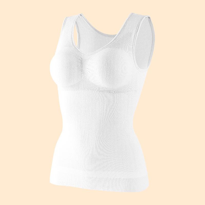 Double-Layer Seamless Body Shaping Vest for Women - Tummy Control & Waist Cincher Sports Base Layer, Pure Cotton with Chest Pads