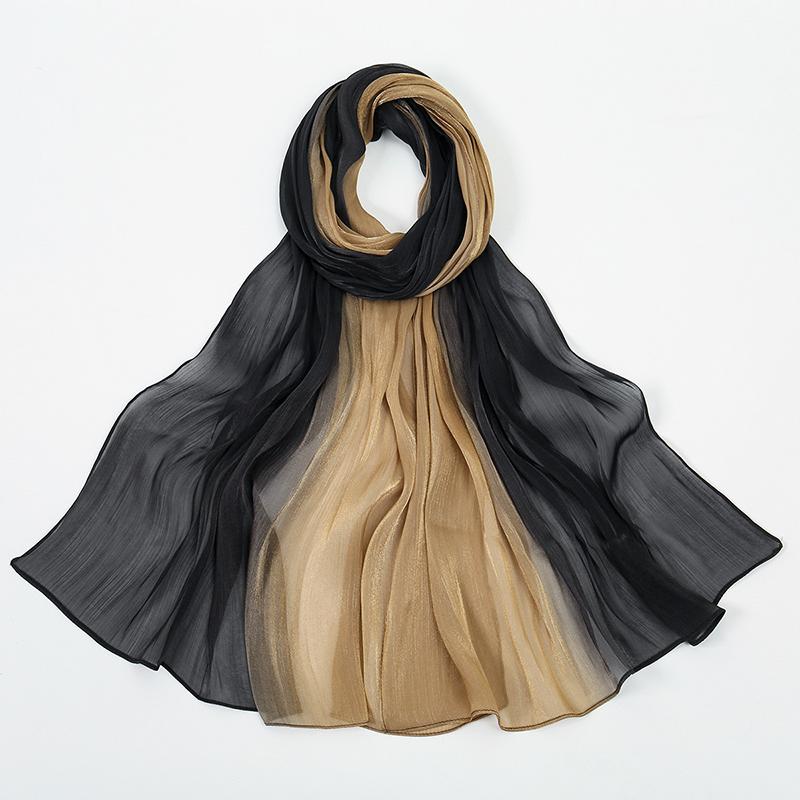 Luxury Satin Silk Hijab Scarf Chiffon Gradient Wrinkled Shawls Women Muslim Hijab Premium Yarn Scarf Islam Turban Ramadan