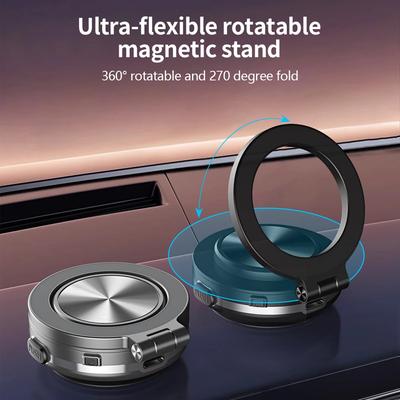 Magnetic Car Phone Holder 360 Degree Rotation Foldable Strong Vacuum Mount Universal Compatible with iPhone Samsung Smartphones