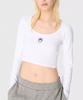 MARINE SERRE (W) Moon Logo Jersey Long Sleeve Round Neck Top White Moon Logo Jersey Ls Roundneck Top Wh10 White