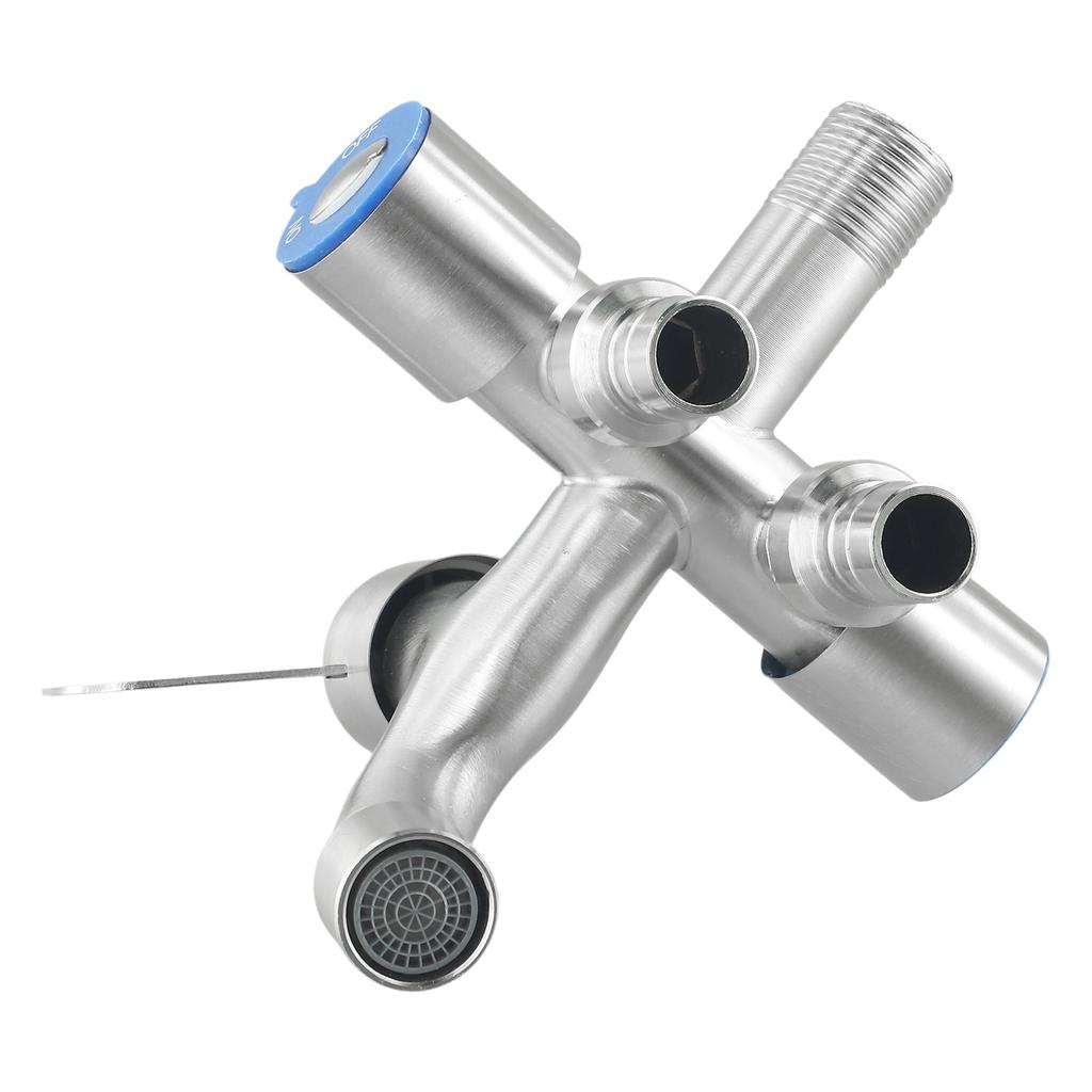 Stainless Steel Three Way Tap Sink Faucet Washing Machine 2 Way Angle Valve Toilet Diverter Bathroom-Fixture Parts