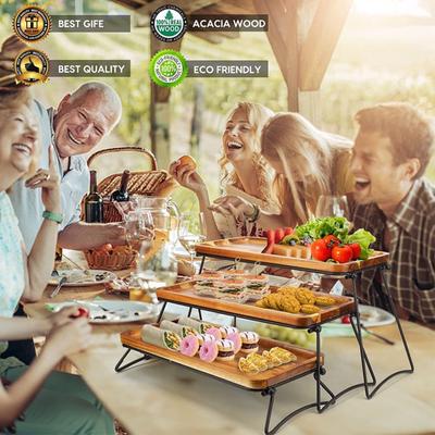 Wooden Shelf Tray Simple Detachable Shelf Afternoon Tea Western Sushi Dessert Fruit Meal Food Organizer Plates