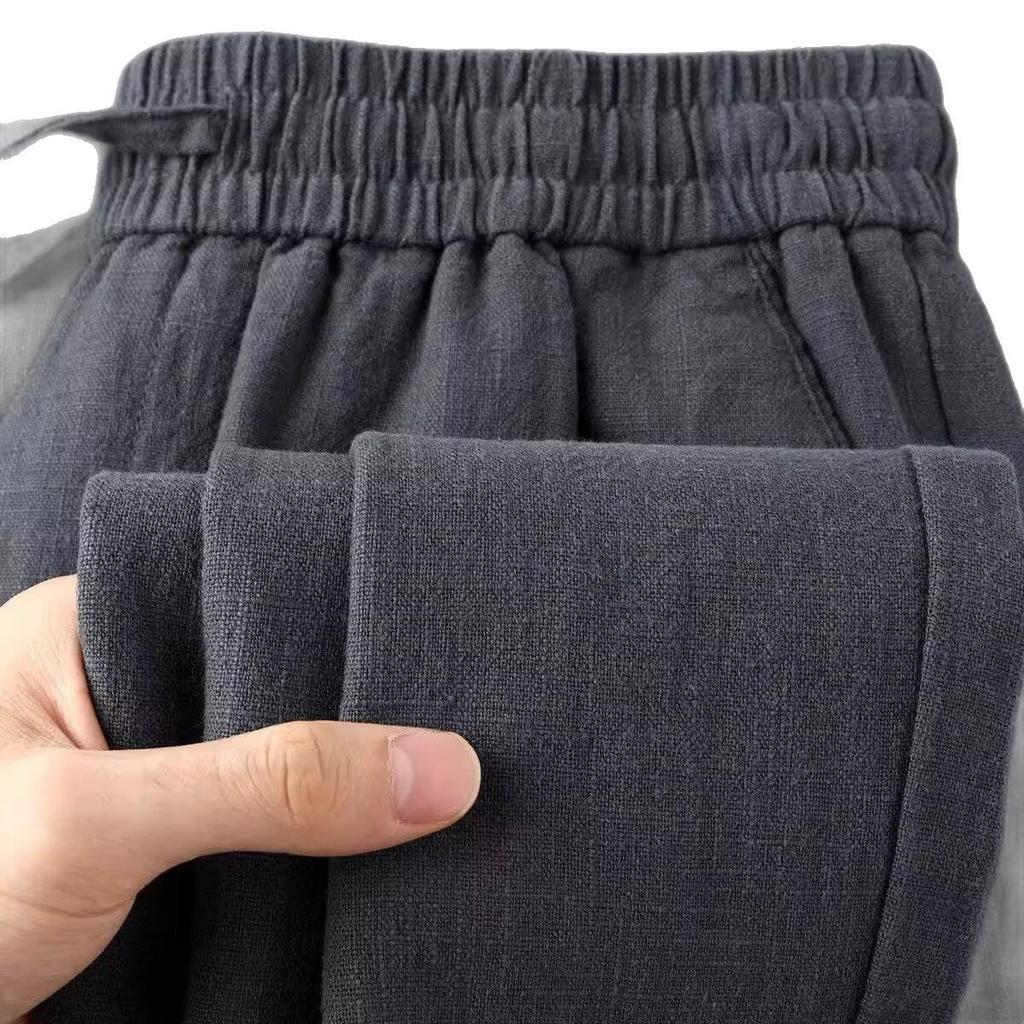 Men's Lightweight Cotton Linen Straight-Leg Sports Pants - Summer Versatile Style for Teens and Adults
