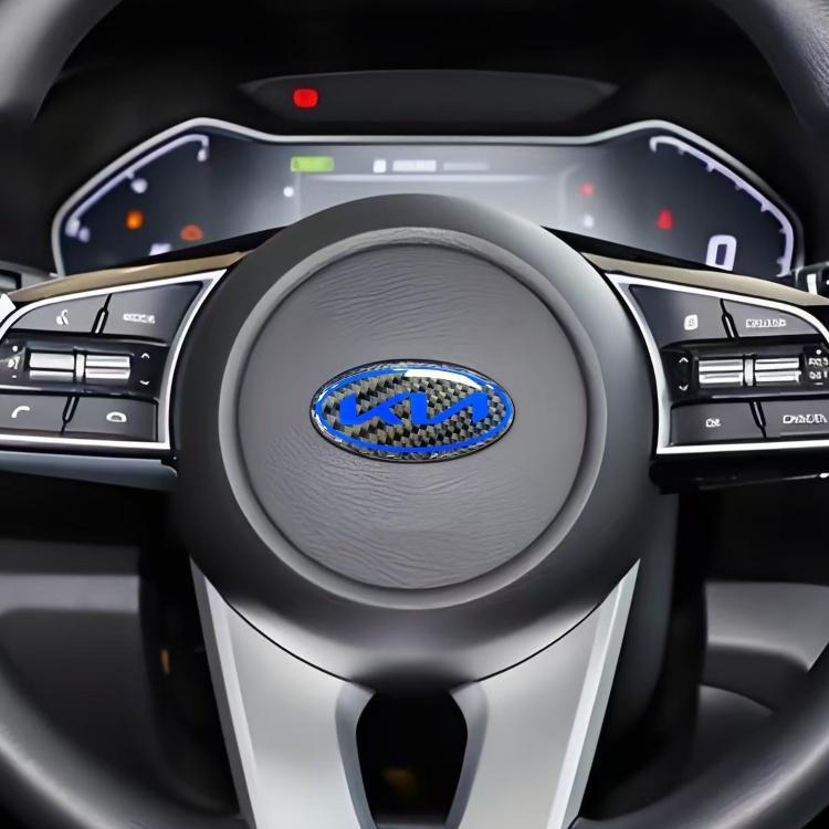 AIL1 1 Stück 3D neuestes KIA KN Kohlefaser Lenkrad Emblem Aufkleber Auto Lenkrad Auto Innenraum Emblem Auto Styling Zubehör