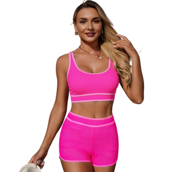 2Pcs/Set Women Swimsuit Set Racerback Tops Boxer Shorts Mid-Thigh Swimwear Water Sports Beach Pool Hot Spring Swimsuit