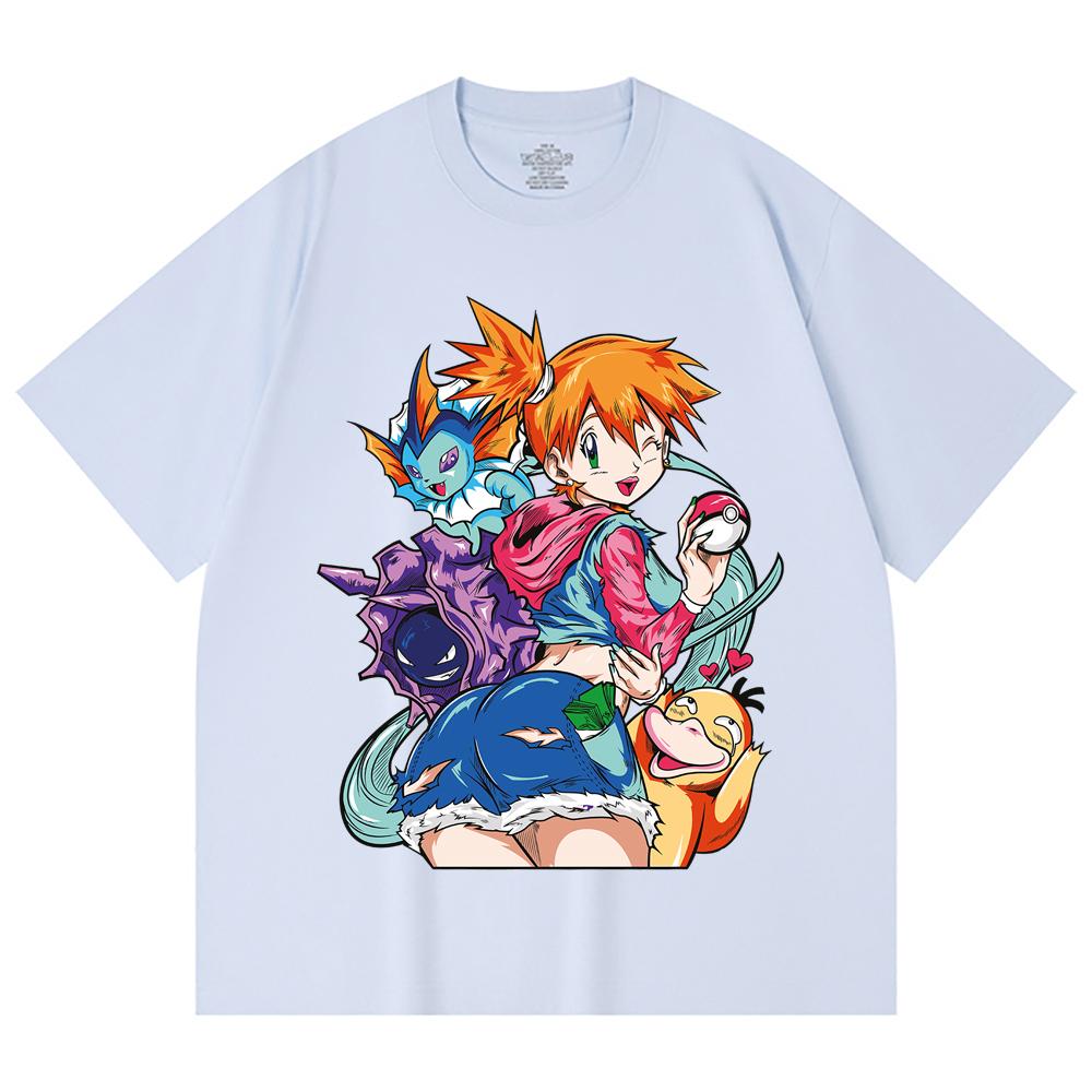 230 g/m² 100% Baumwolle Pokemon V17 Misty Print Unisex Schweres Baumwoll-T-Shirt