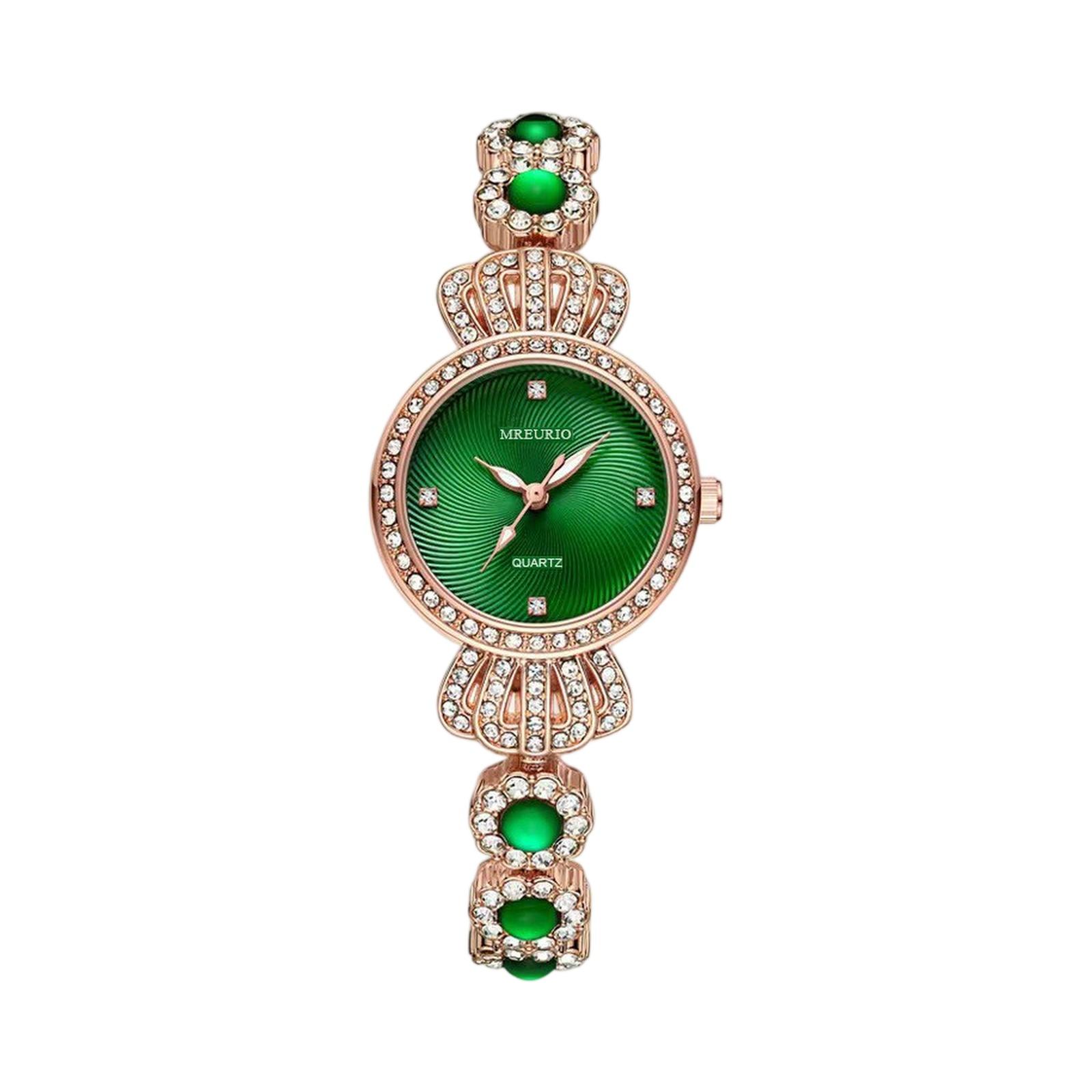 

Женские модные кожаные часы One Size зелёный