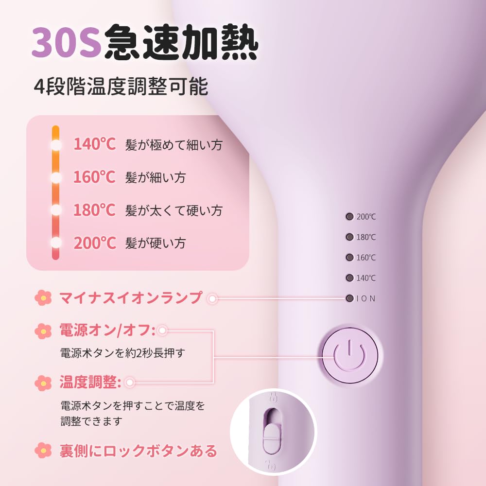MiroPure Haarwellen und Locken Einfach zu locken und gibt 10 Millionen negative Ionen ab Verhindert Perfektes Geschenk für International PSE Enthält japanische Anleitung