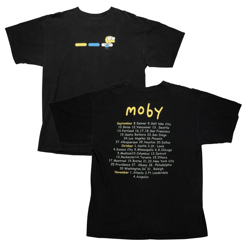 Vintage TULTEX Moby Musiker Tour T-Shirt 90er Schwarzes Unisex T-Shirt