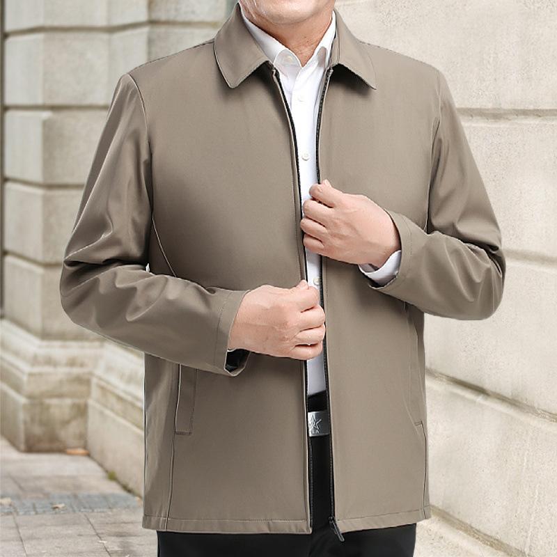 Men's Jacket Fleece Thickened Jacket Dad Cotton Coat Warm Loose Autumn and Winter