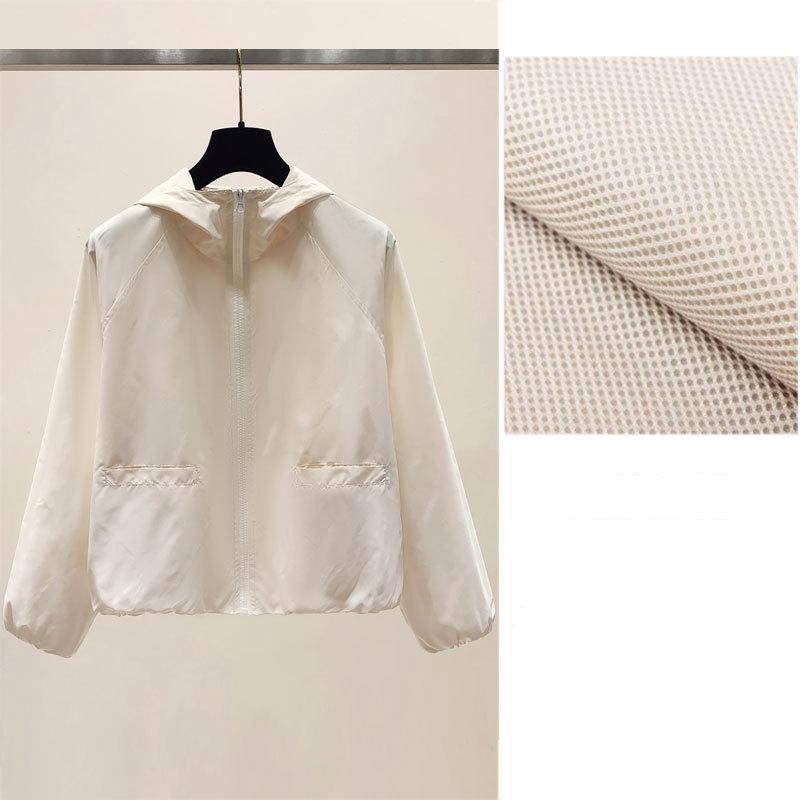 Women Solid Color Loose Fit Sunscreen Clothing Jacket Female Thin Hooded Long Sleeved Sunscreen Clothing Coat