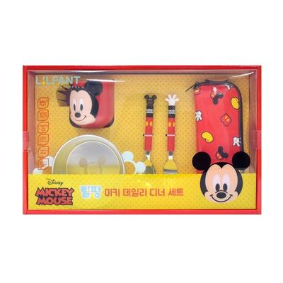 Mickey-Geschirrset für das tägliche Abendessen, verschiedene Farben, Gabel+Löffel+dreidimensionaler Becher+Edelstahlkugel+Bestecketui, beliebte koreanische Elternartikel
