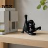 3D Printed Cat Sculpture Licking Butt Figurine, Funny Black White Kitten Small Statue Statue, Animal Desktop Decoration for Home Office Bookshelf