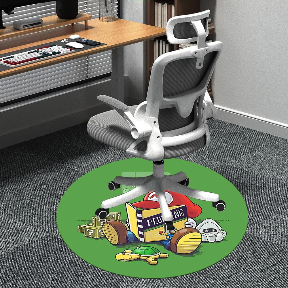

1PC Mario Bros. Plumber Office Round Area Rug, Indoor Mat Suitable For Office, Under Office Chairs Bedroom Living Room Home Decor DT1212023 80cm by 80cm