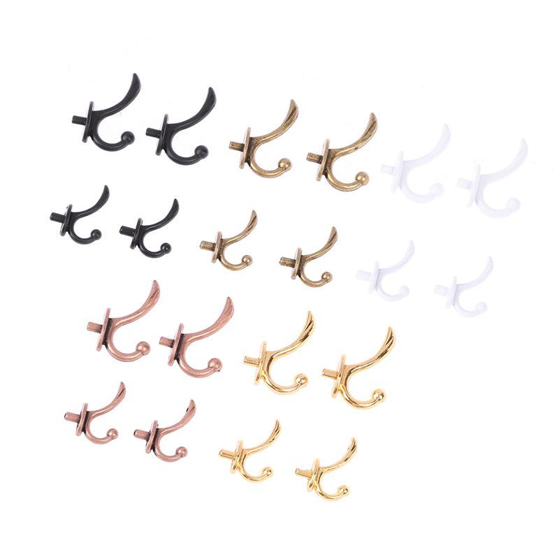 2pcs 1:12 Miniature Clothes Coat Metal Hook Wall Hanger Dollhouse Accessories Kid Gifts
