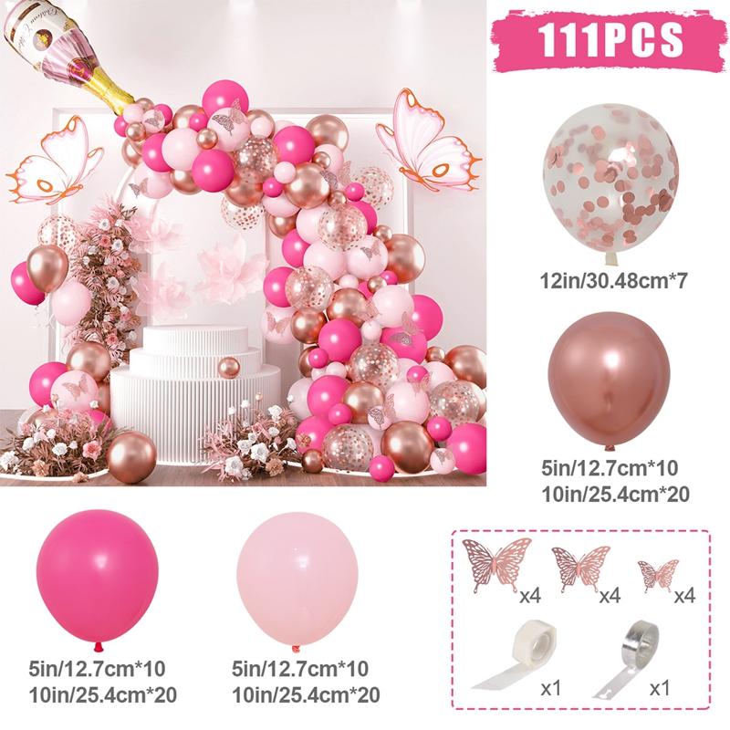 Pink Rose Gold Balloons Garland Arch Kit Birthday Party Decor Kids Wedding Birthday Party Supplies Baby Shower Decor Latex Balon