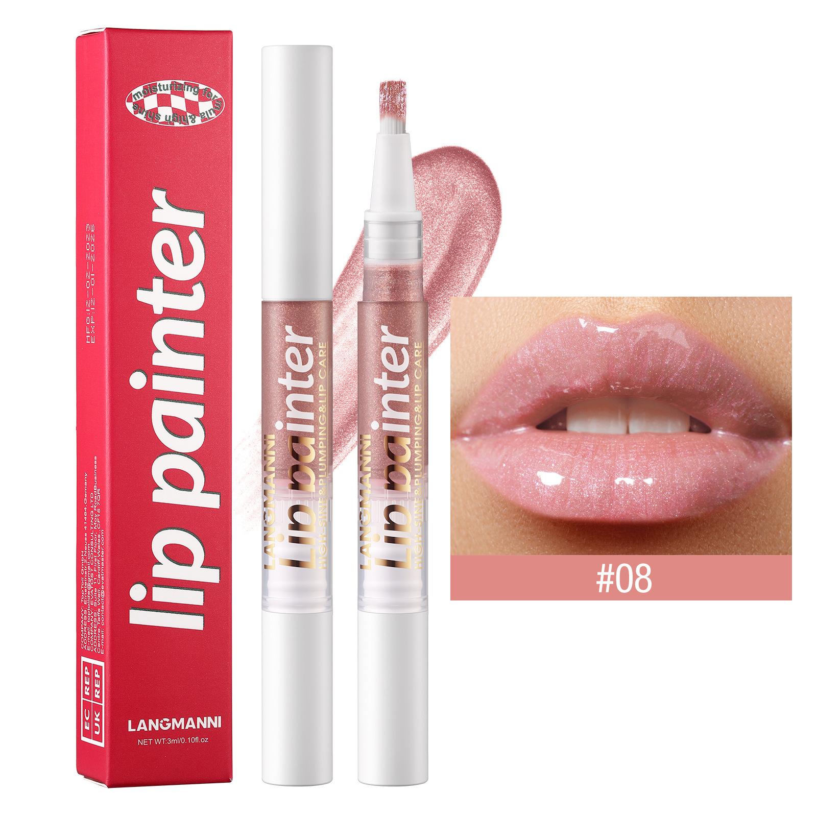 

12 цветов вращающаяся мягкая кисть для блеска для губ ручка перламутровая глазурь для губ помада масло для губ увлажнение легко наносится блестящий блеск для губ нектар для губ макияж для губ 08#