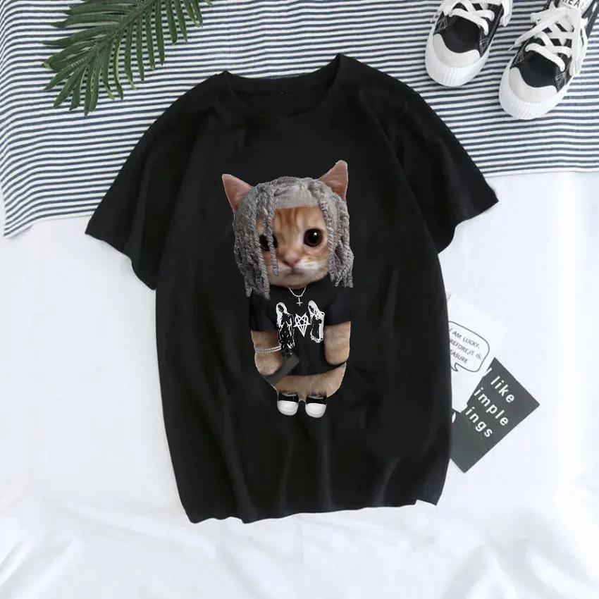 El Gato Meme Sad Crying Cat Munchkin Kitty Meme Print T Shirt Male  T-shirts Men Oversized Tees Harajuku Streetwear