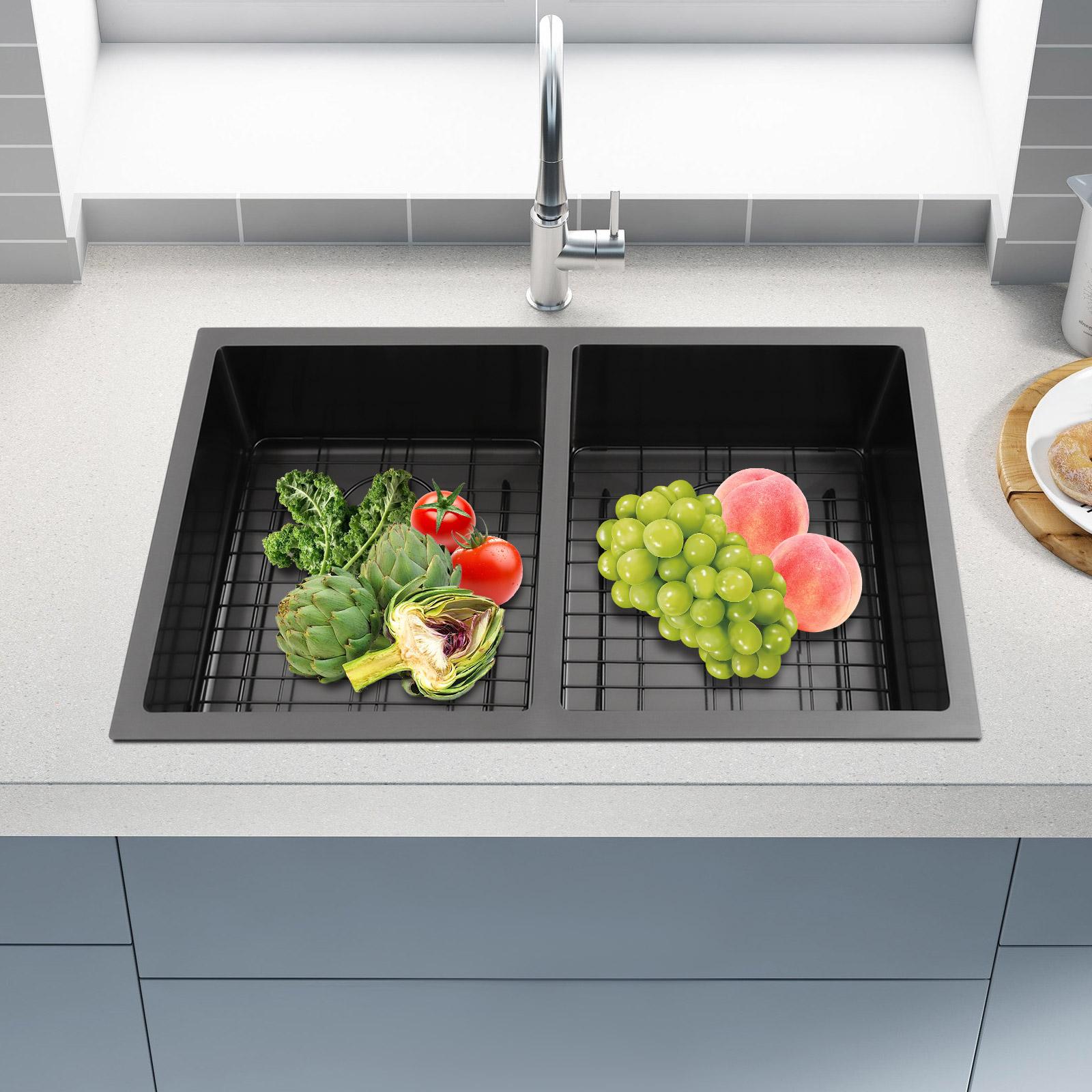 

78.7*45.7*20см Раковина из нержавеющей стали с двойной чашей, Золотая/Черная Прямоугольная раковина для коммерческих кухонь, Домов чёрный