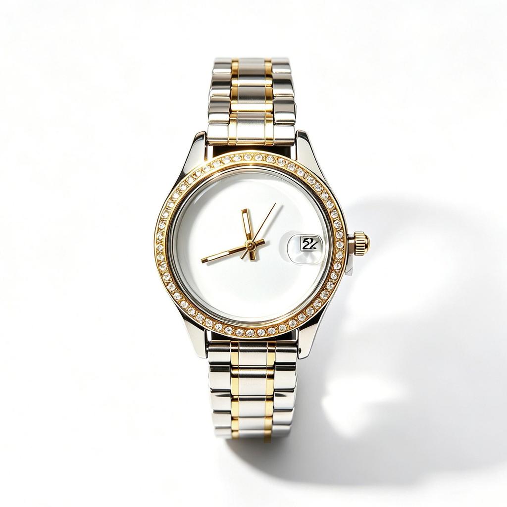 Stylish Women's Stainless Steel Quartz Watch with Calendar & Strap