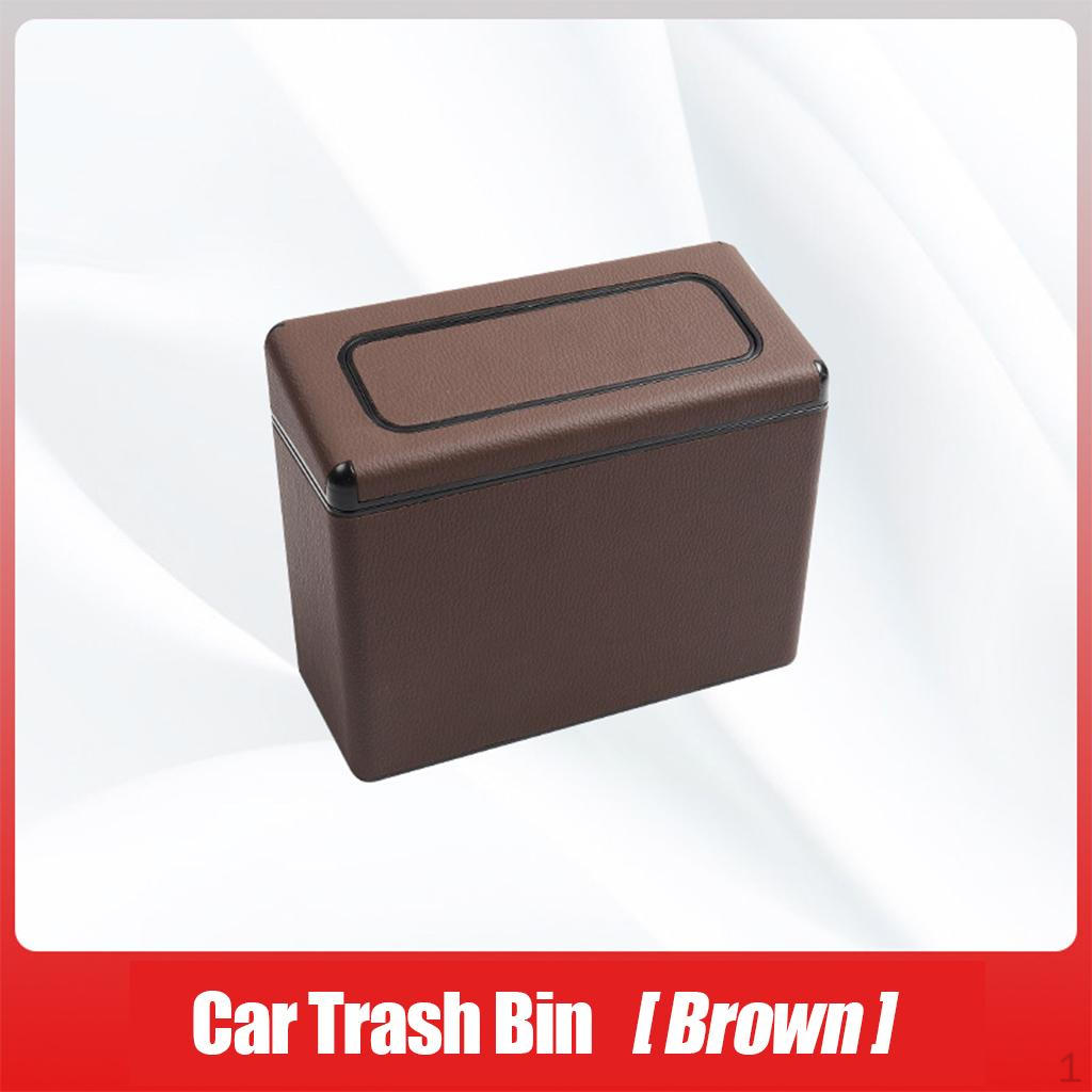 Car Trash Can Accessories with Lid Large Capacity Garbage Automobiles Storage Bin Brown