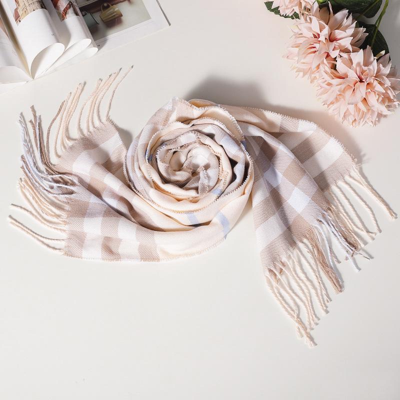 Stylish British Plaid Cashmere-Feel Scarf for Men & Children - Autumn/Winter Warm Shawl & Snood