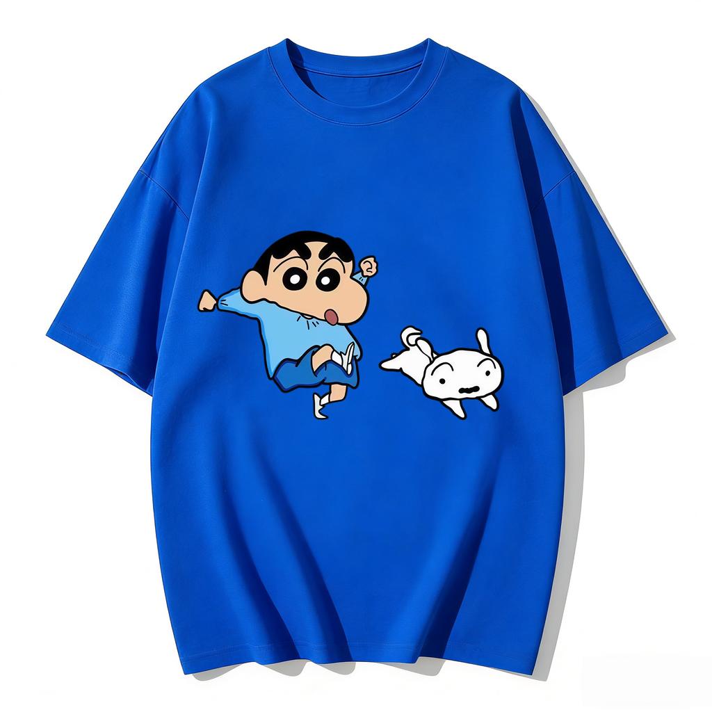 2026 New Crayon Shinchan Shiro Print TShirt Cute Anime Cartoon Family Matching Tees Casual Cotton Short Sleeve Tops Couple