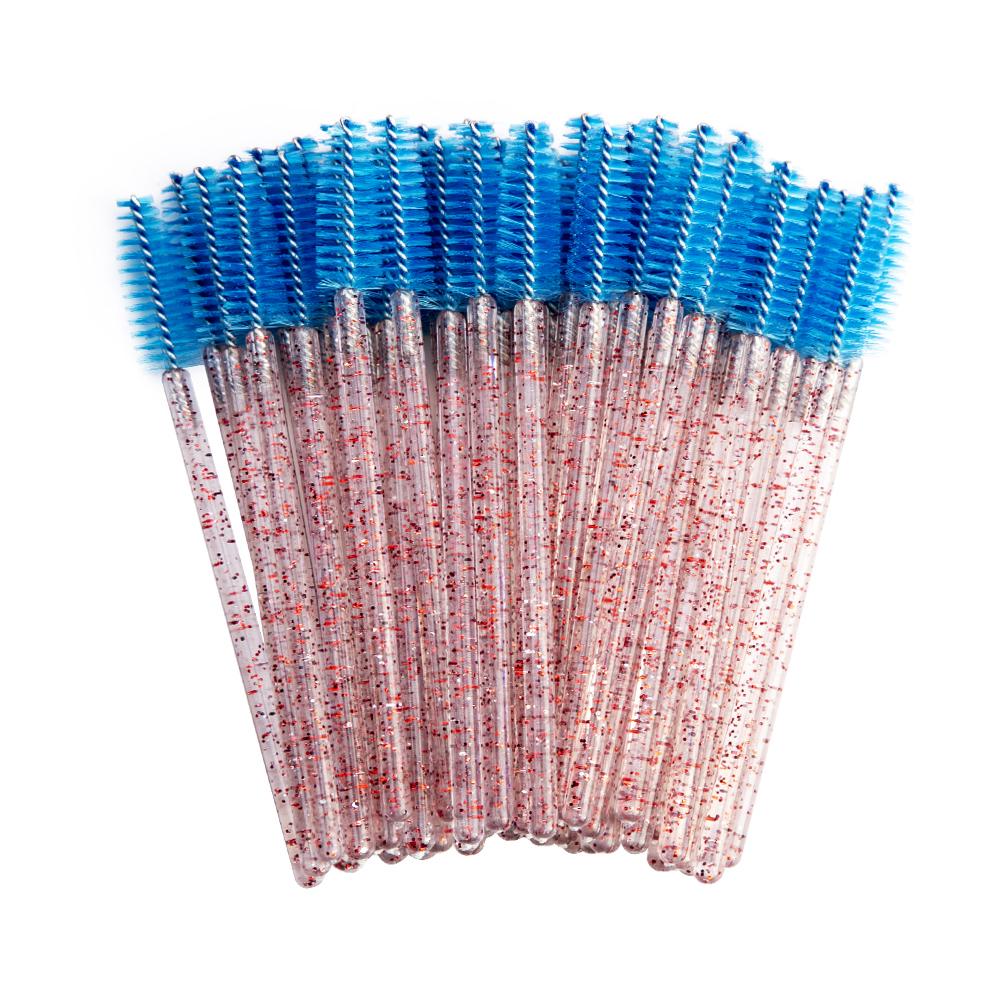 2024 Hot Sale Crystal Shine Eyelashes Mascara Brushes Private Logo Diamond Eyelashes Nylon Fan Brush Make-Up Tool