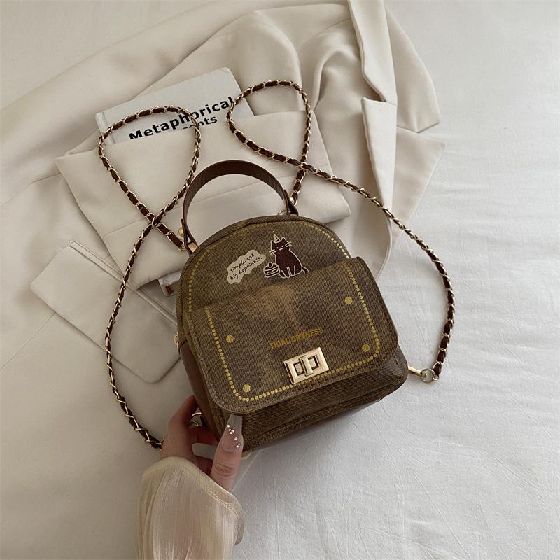 

Simple women s bag new shoulder design trendy crossbody cartoon fashion versatile backpack can be shoulder коричневый