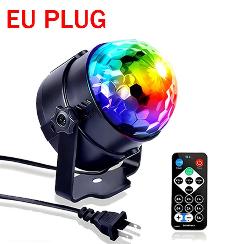 RGB LED Stage Disco Light Rotating DJ Ball Strobe Sound Control Magic Dance Car Christmas Gift Party Club Laser Show Lamp Party