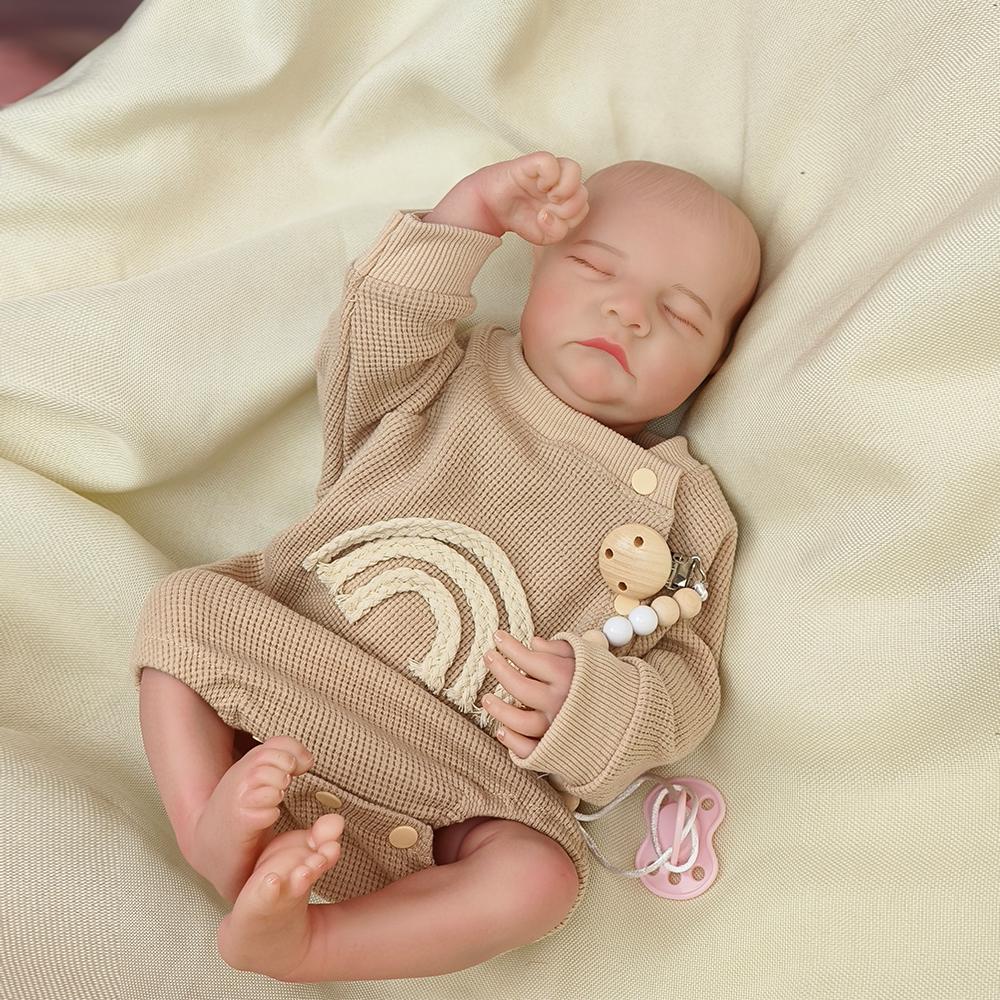 43cm Levi Lifelike Reborn Baby Doll Handmade 3D Painted Skin Full Body Silicone Vinyl Boy Doll Soft Cloth Body Christmas Gift