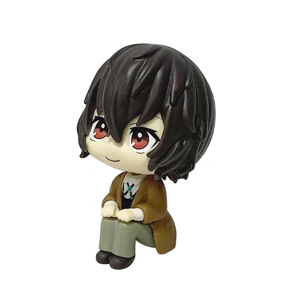 Q Sürüm Anime Bungou Köpekleri Aksiyon Figürü Nakajima Atsushi Dazai Osamu Sevimli Büyük Kafa Oturur Pozisyonda PVC Model Oyuncaklar