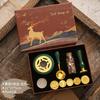 Wax Seal Stamp Kit Vintage Reindeer Gift Box Wax Furnace Seal Round Wax Set Wooden Handle Wax Seal Kit