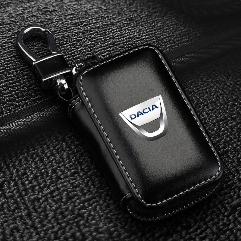 

1 шт. Кожаная эмблема Чехол для ключей автомобиля Брелок Молния Чехол для ключей Сумка для Renault Dacia Duster Kaptur Clio Logan Captur Megane 2 3 Laguna Dacia чёрный