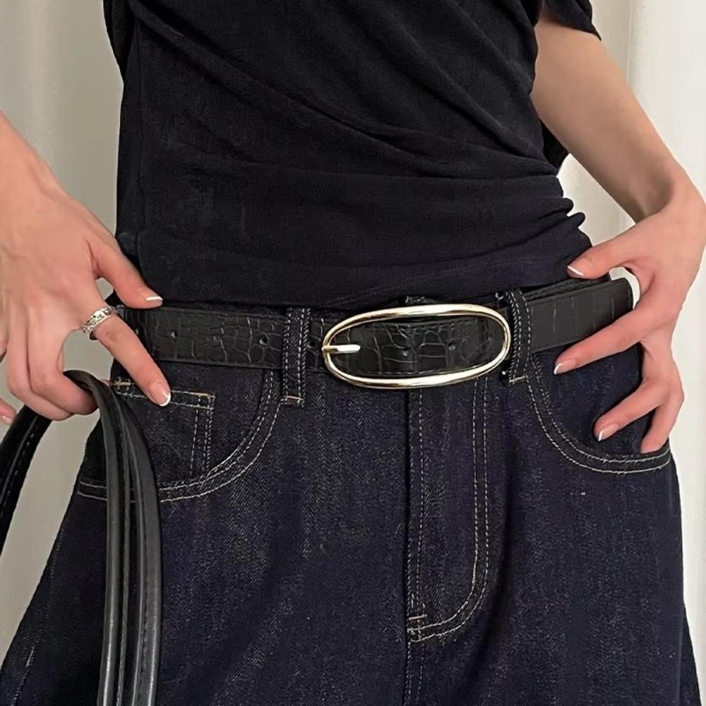 Red Jeans Belt PU Women's Waistband Fashion Needle Buckle Belt  Decoration Belt