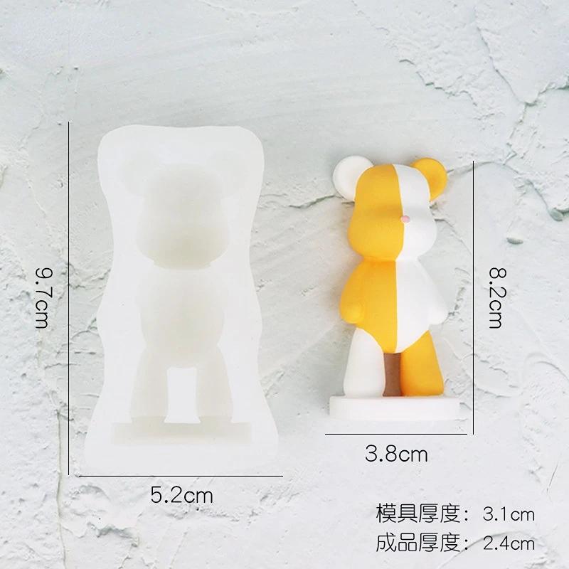 

3D Cartoon Bear Candle Silicone Mold Cute and Profitable Bear Gypsum Crafts Resin Cement Mold DIY Sugar Chocolate Baking Mold