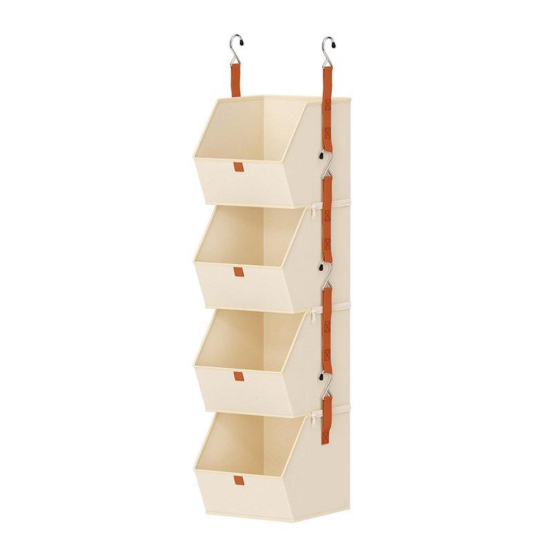 Hanging Closet Organizer 4 Tier,Clothes, Shelf Space-Saving Closet System, Fabric Storage Bins, Bedroom