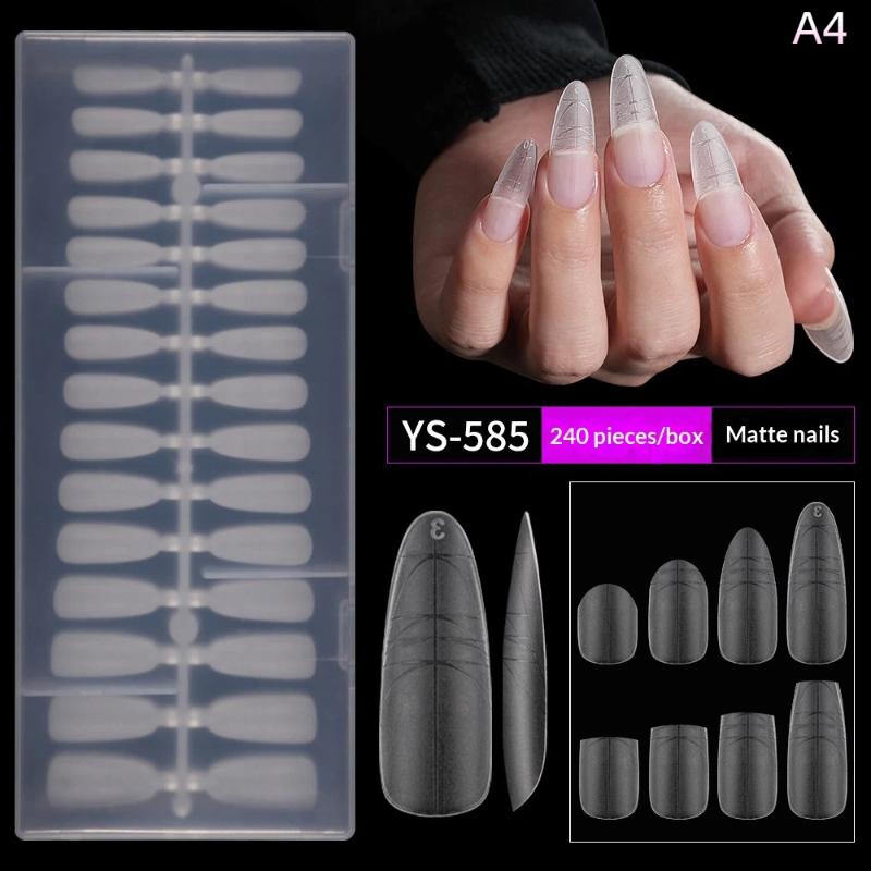 240Pcs Almond Coffin Stiletto Gel Nail Tips With Auxiliary Lines Innovative Press On Nails Ake Nail For Extension Manicure Tool