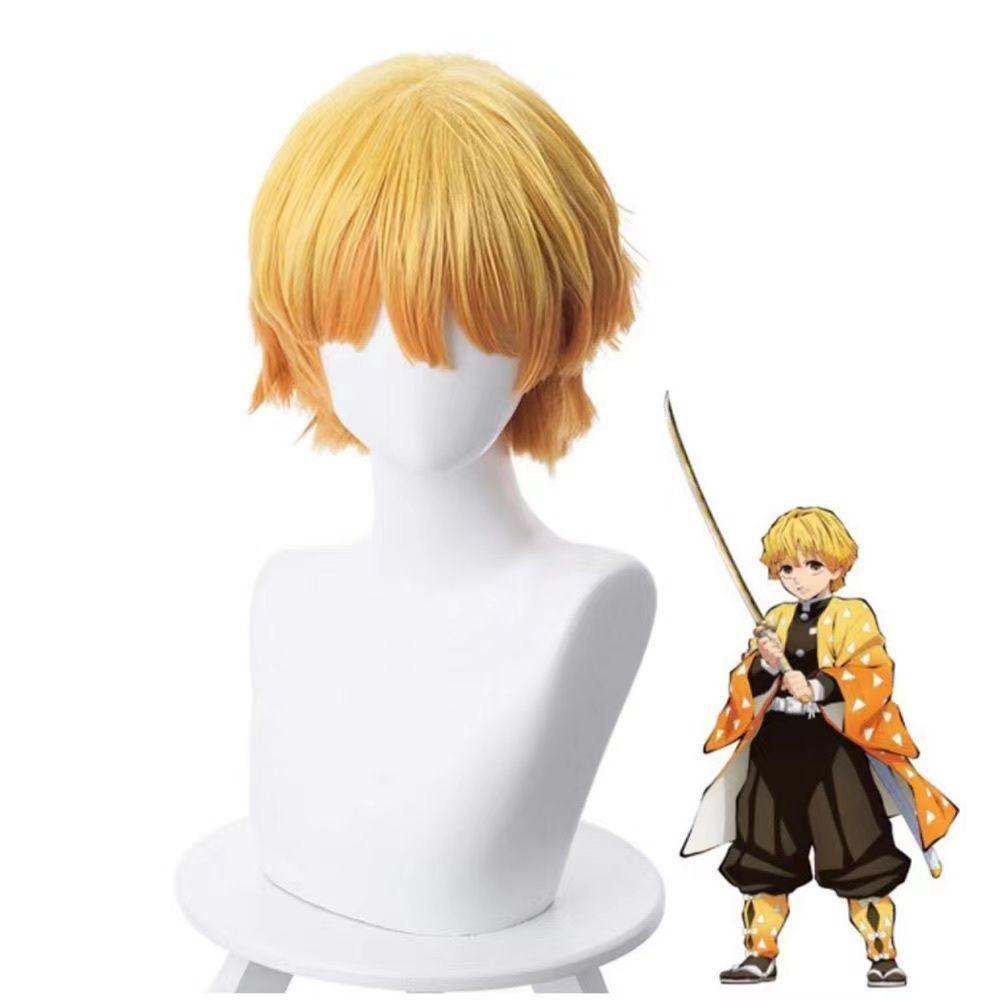Demon Slayer: Kimetsu no Yaiba Kanao Tsuyuri Cosplay Yellow Wig Gradient Orange Short Hair with Flipped Ends
