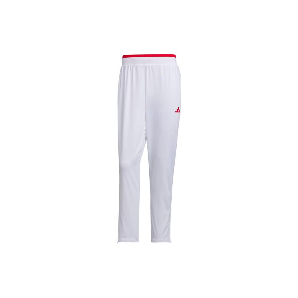 Adidas Knit Tennis Pants with Colorblock Waistband Men Bottoms White IV7577