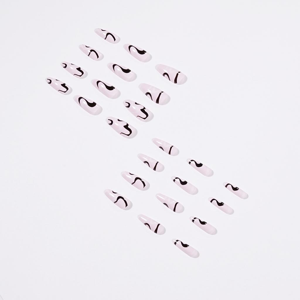 Black and white water wave wearing nail simple wind nail patch wave nail line nail patch wearing nail