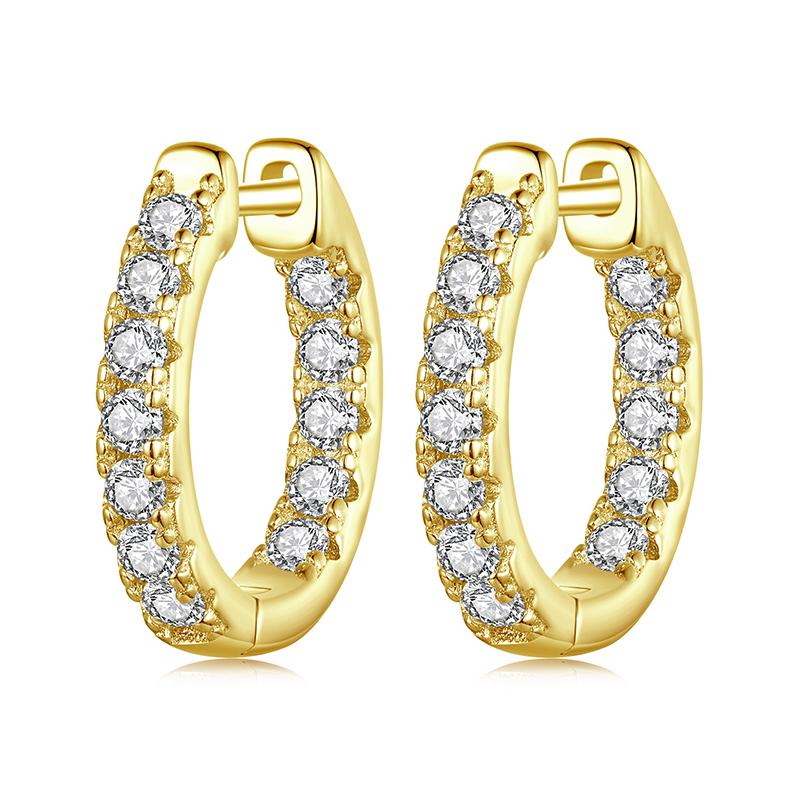 BAMOER Platinum Plated Moissanite Hoop Earrings for Women, D Color Round Cut Lab Diamond 925 Silver Hypoallergenic Earrings