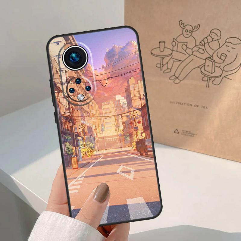 Manga Anime Street For Huawei P20 P30 P40 P60 Pro P Smart Nova 9 5T Honor 70 90 50 Magic5 Lite X7a X9a X8a Case