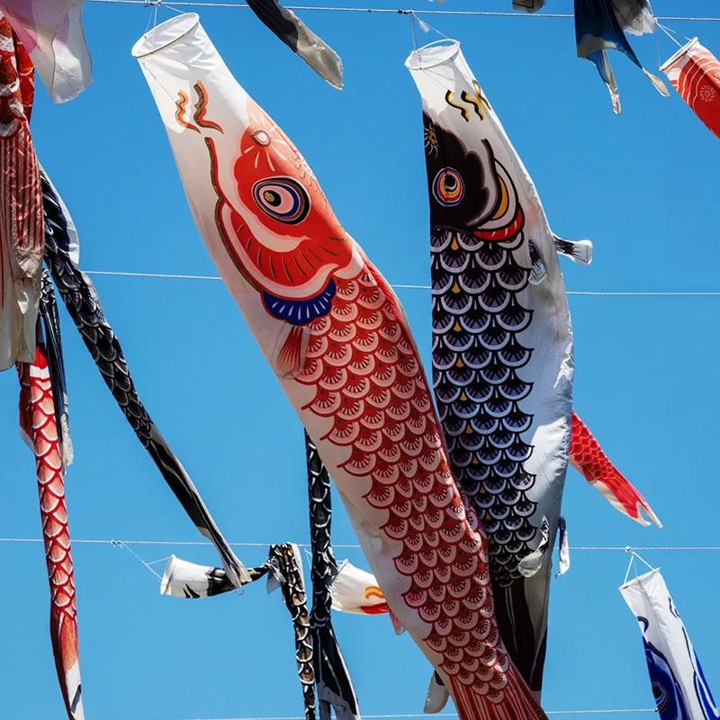 Outdoor Japanese Carp Flag Windsock Fish Flag Kite Home Garden Decoration Wind Socks Colorful Cartoon Hanging Fish Flag