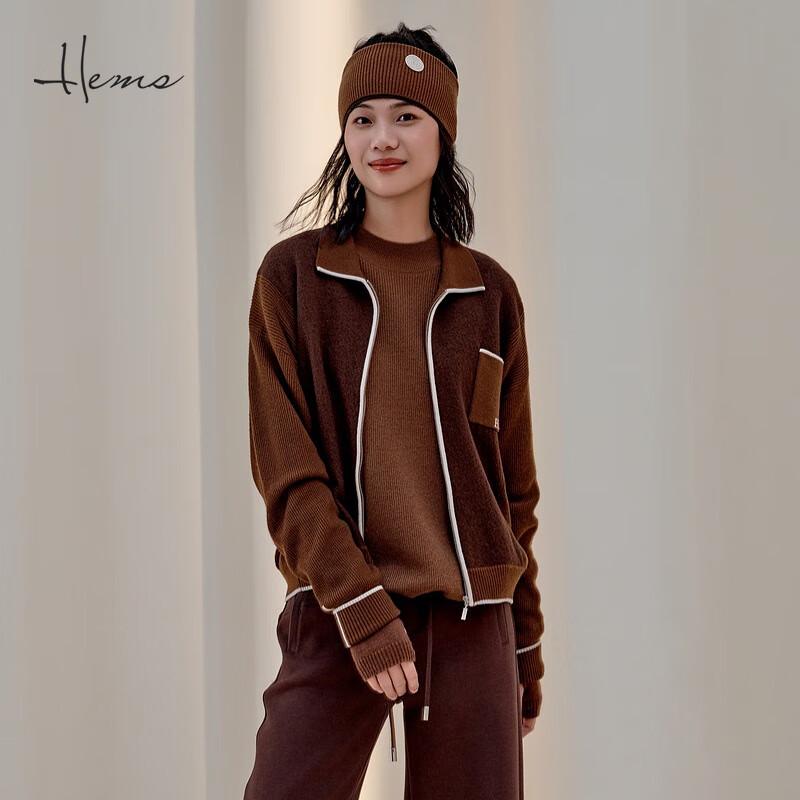 Haiermansi Women's Turn-down Collar Full-Zip Wool Cardigan